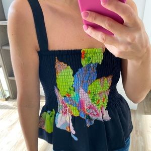 Black top with flowers